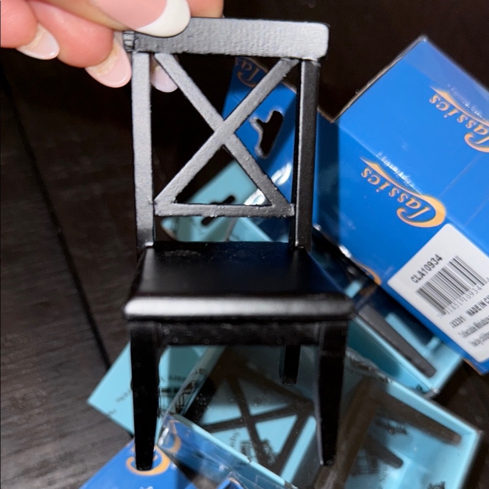 Black farm house style kitchen chairs 1:12 scale for doll house